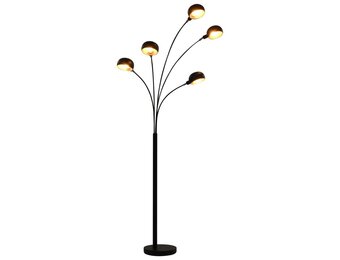 vidaXL Staande Lamp Zwart/Goud 5xE14 200cm - Nu 35% Korting!
