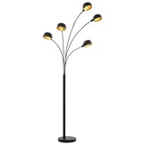vidaXL Staande Lamp Zwart/Goud 5xE14 200cm - Nu 35% Korting!