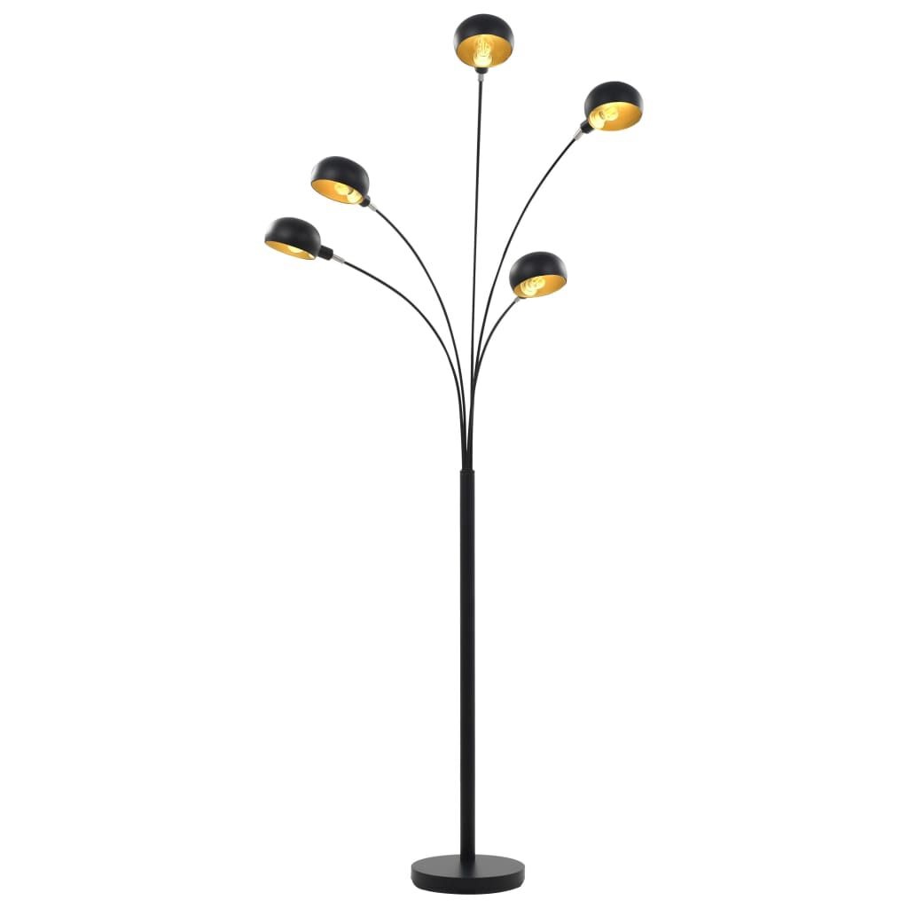 vidaXL Staande Lamp Zwart/Goud 5xE14 200cm - Nu 35% Korting!
