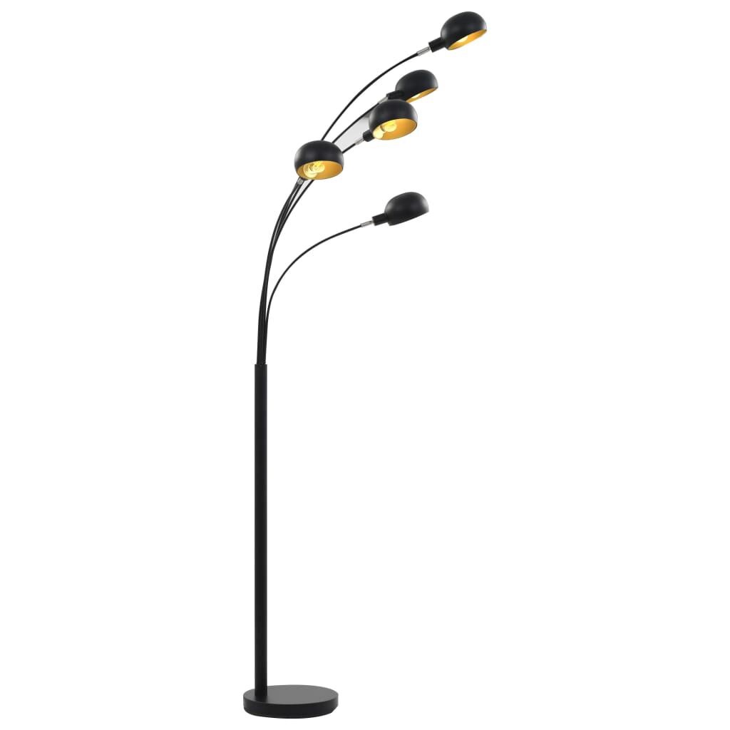 vidaXL Staande Lamp Zwart/Goud 5xE14 200cm - Nu 35% Korting!