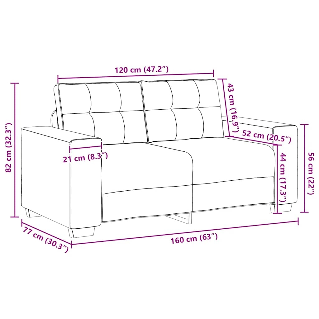 vidaXL Loveseat Bank Bruin 120cm Stof - 35% Korting!