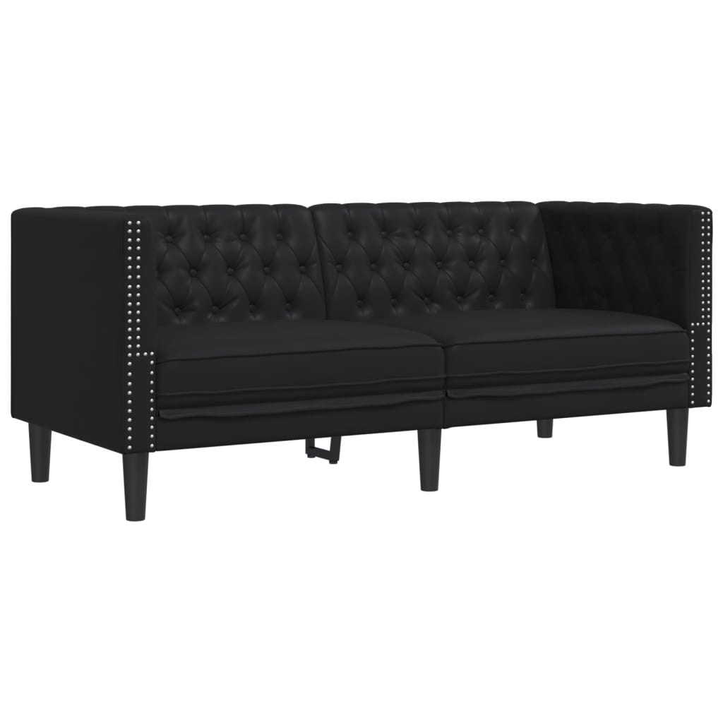 vidaXL 2-zitsbank Chesterfield Kunstleer Zwart - 35% Korting