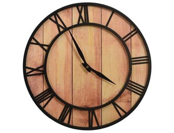 VidaXL Wandklok 39 cm (60% KORTING) - MDF & Ijzer, Bruin/Zwart