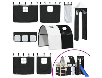 VidaXL Gordijnen/Tunnel/Toren Hoogslaper Wit/Zwart - 35% Korting