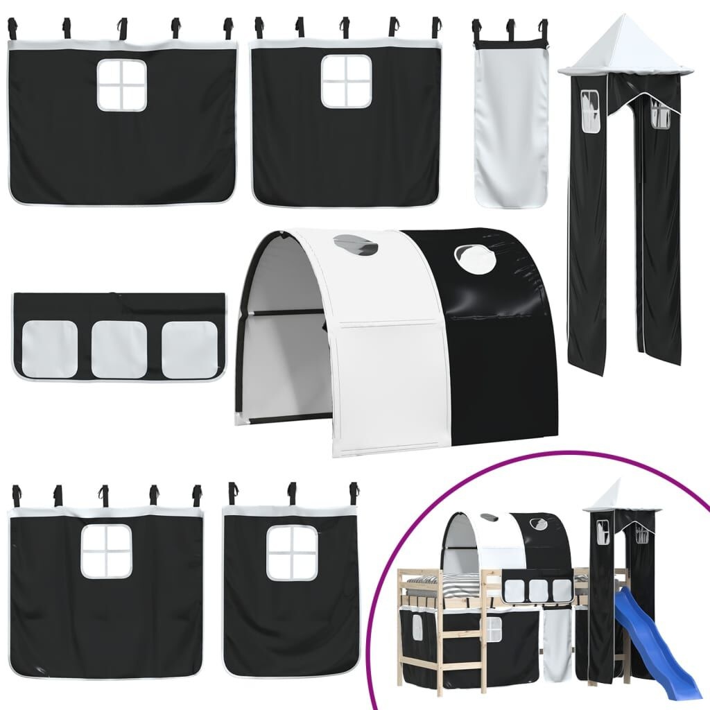 VidaXL Gordijnen/Tunnel/Toren Hoogslaper Wit/Zwart - 35% Korting