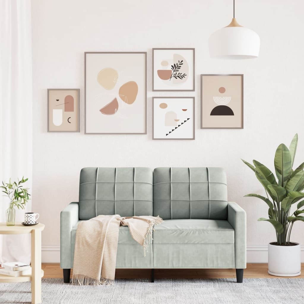 vidaXL Tweezitsbank 120 cm, Fluweel Lichtgrijs - 35% Korting!