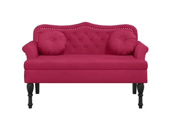 vidaXL Bankje met Kussens - 120.5cm - Wijnrood Fluweel - 55% Korting