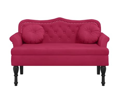 vidaXL Bankje met Kussens - 120.5cm - Wijnrood Fluweel - 55% Korting