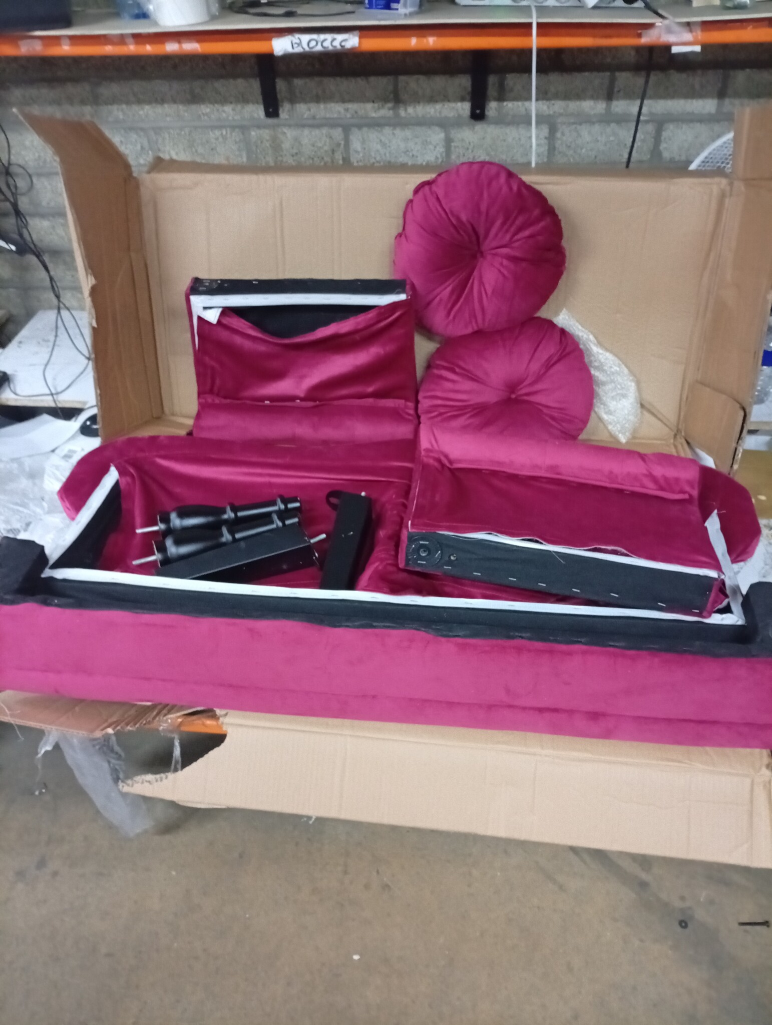 vidaXL Bankje met Kussens - 120.5cm - Wijnrood Fluweel - 55% Korting