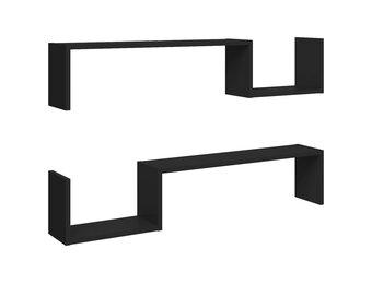 vidaXL Wandschappen 2 st. - Zwart (35% KORTING)