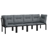 vidaXL 4-delige Loungeset Poly Rattan Zwart & Grijs | -35%