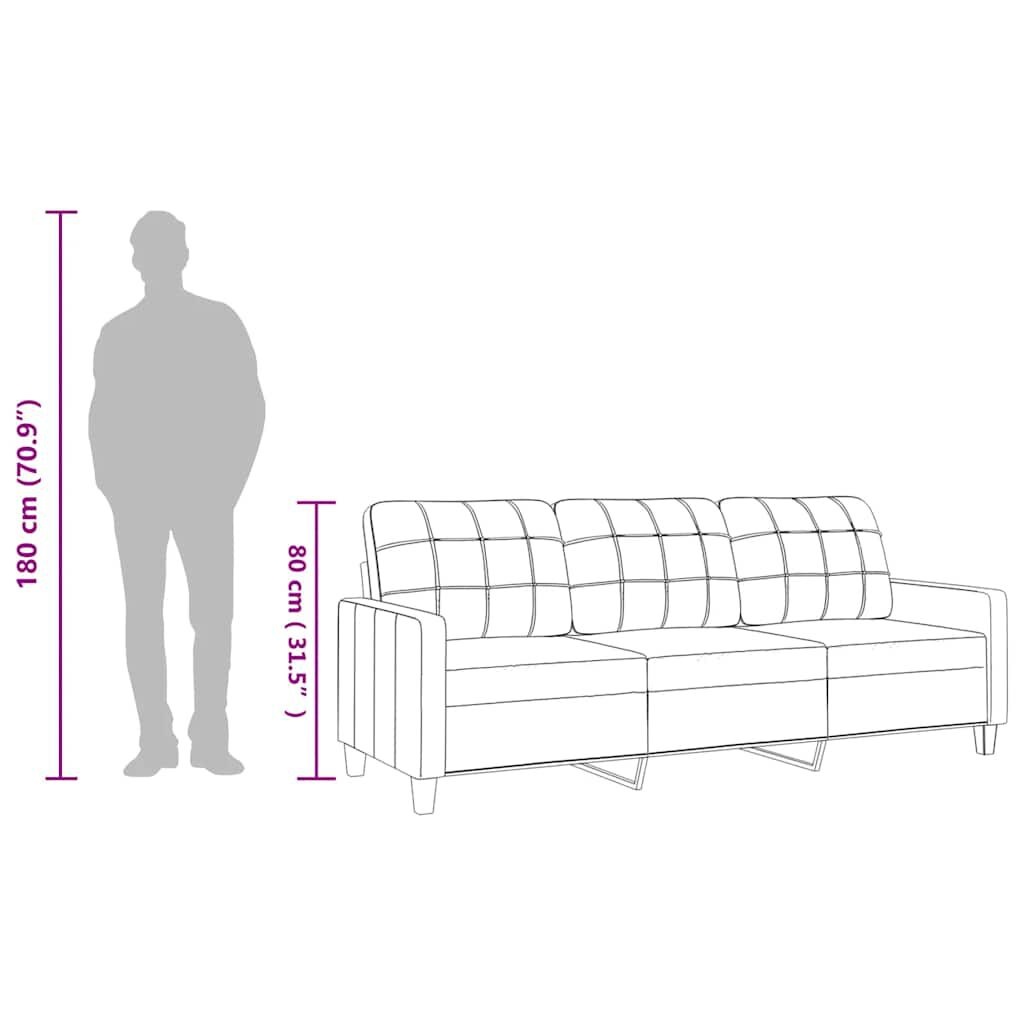 vidaXL Driezitsbank Cappuccino - 180 cm Kunstleer | 30% Korting