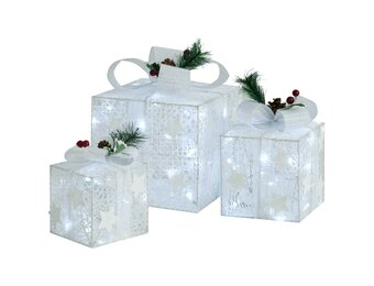 vidaXL Kerstdecoratie Geschenkdozen Wit - 3 stuks - 55% Korting