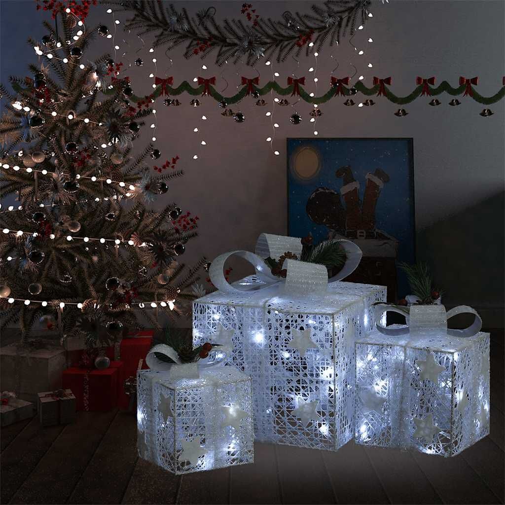 vidaXL Kerstdecoratie Geschenkdozen Wit - 3 stuks - 55% Korting