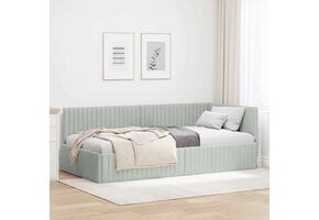 vidaXL Hoekbedframe Lichtgrijs Fluweel 100x200cm - 35% Korting!