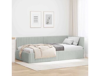 vidaXL Hoekbedframe met hoofdeinde Lichtgrijs 100 x 200 cm Fluweel