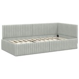 vidaXL Hoekbedframe met hoofdeinde Lichtgrijs 100 x 200 cm Fluweel