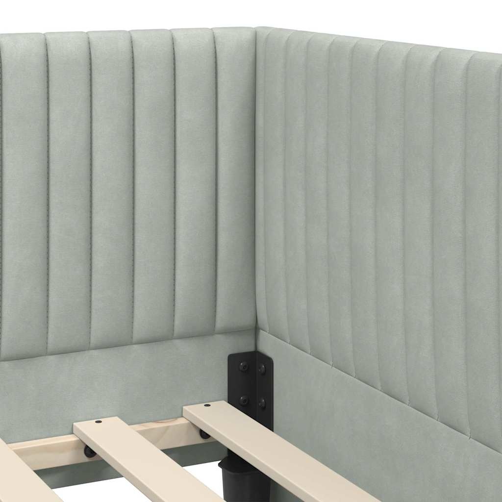 vidaXL Hoekbedframe met hoofdeinde Lichtgrijs 100 x 200 cm Fluweel