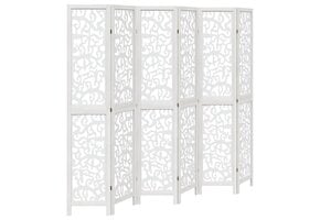 vidaXL Kamerscherm 6 panelen Paulowniahout Wit - 60% Korting