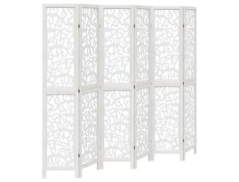 vidaXL Kamerscherm 6 panelen Paulowniahout Wit - 60% Korting