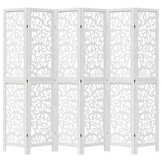 vidaXL Kamerscherm 6 panelen Paulowniahout Wit - 60% Korting