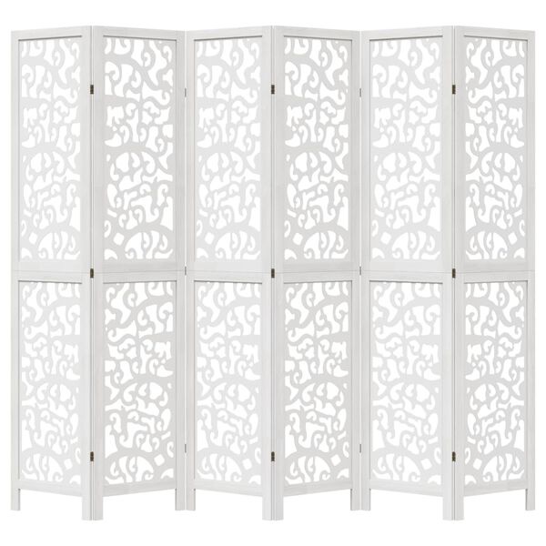 vidaXL Kamerscherm 6 panelen Paulowniahout Wit - 60% Korting