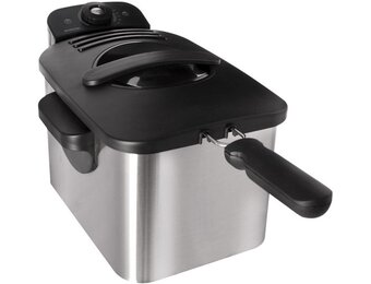 Inventum GF431S - Frituurpan - 3 liter - Tot 190 graden - 2200 watt - Koude zone - Friteuse - Oliebollen pan - RVS/Zwart