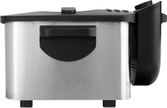 Inventum GF431S - Frituurpan - 3 liter - Tot 190 graden - 2200 watt - Koude zone - Friteuse - Oliebollen pan - RVS/Zwart