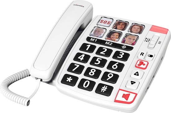 Swissvoice X1110 wit huistelefoon vast lijn met 6 foto toetsen - instelbare gespreksvolume - instelbaar bel signaal - optische bel signaal