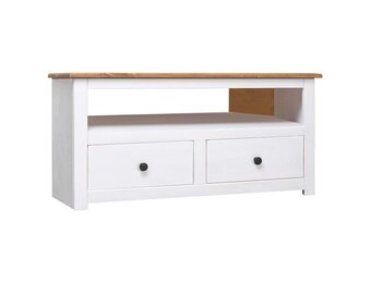 vidaXL Tv-hoekkast Panama Range 93x49x49 cm massief grenenhout wit