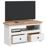 vidaXL Tv-hoekkast Panama Range 93x49x49 cm massief grenenhout wit