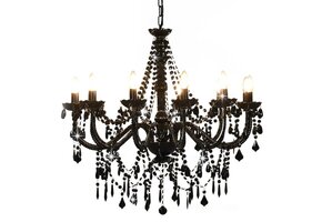 vidaXL Kroonluchter met kralen 12xE14 Zwart - 35% Korting!