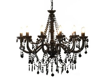 vidaXL Kroonluchter met kralen 12xE14 Zwart - 35% Korting!