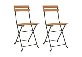vidaXL Bistrostoelen 2 st inklapbaar massief teakhout/staal | -35%