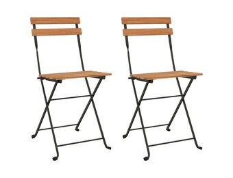vidaXL Bistrostoelen 2 st inklapbaar massief teakhout/staal | -35%
