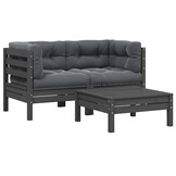 vidaXL 3-delige Loungeset Grenenhout Grijs - Nu 55% Korting!