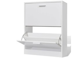 VidaXL Schoenenkast Hout Wit | 2 Vakken | -35%