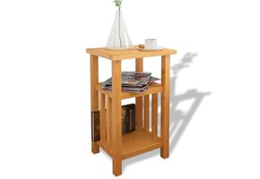vidaXL Bijzettafel Eikenhout - 35% Korting - Met Tijdschrifthouder