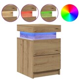 vidaXL Nachtkastjes met LED - 35x39x55 cm Hout Artisanaal Eiken - 35% Korting
