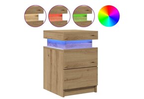 vidaXL Nachtkastjes met LED - 35x39x55 cm Hout Artisanaal Eiken - 35% Korting