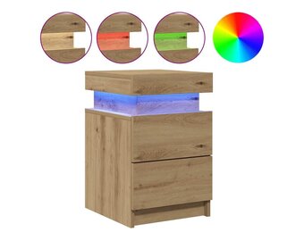 vidaXL Nachtkastjes met LED - 35x39x55 cm Hout Artisanaal Eiken - 35% Korting