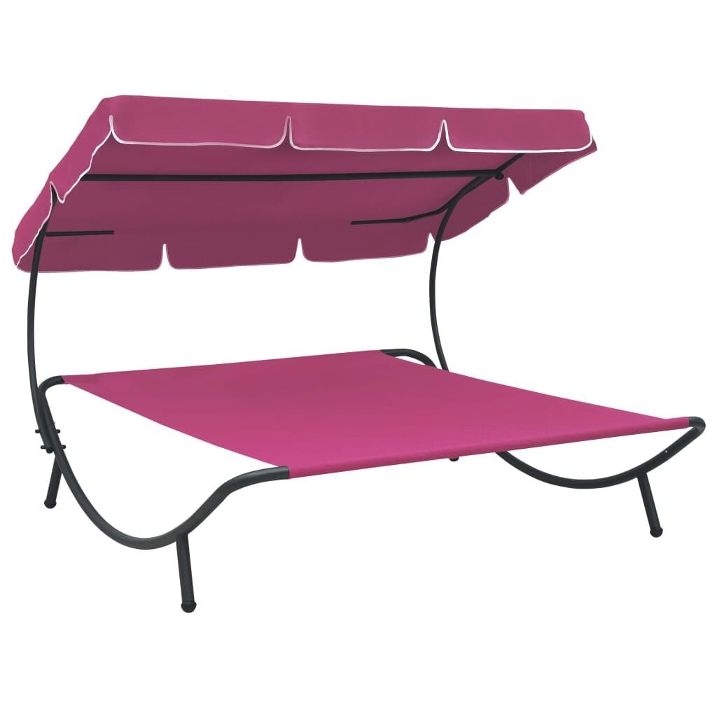 vidaXL Loungebed met Luifel Roze | 53% Korting