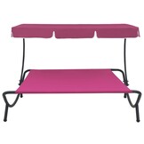 vidaXL Loungebed met Luifel Roze | 53% Korting