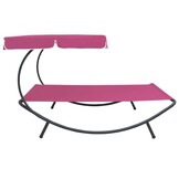 vidaXL Loungebed met Luifel Roze | 53% Korting