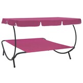 vidaXL Loungebed met Luifel Roze | 53% Korting