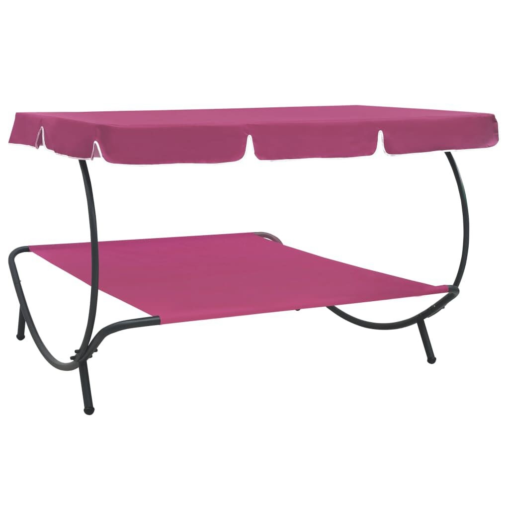vidaXL Loungebed met Luifel Roze | 53% Korting