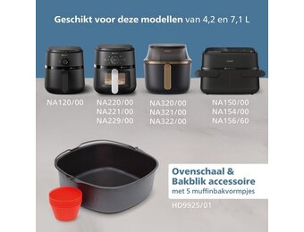 Philips Airfryer Ovenschaal & Bakblik + 5 Muffinvormen - 35% Korting!