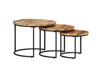 vidaXL 3-delige Tafeltjesset Ruw Mangohout - 55% Korting!