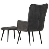 vidaXL Fauteuil + Voetenbank Canvas Zwart - Vintage Stijl (30% Korting)