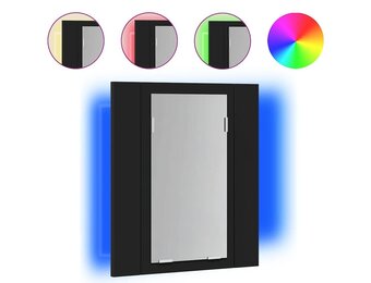 vidaXL Badkamerkast met spiegel en LED (40x12x45 cm, zwart) - 55% Korting!